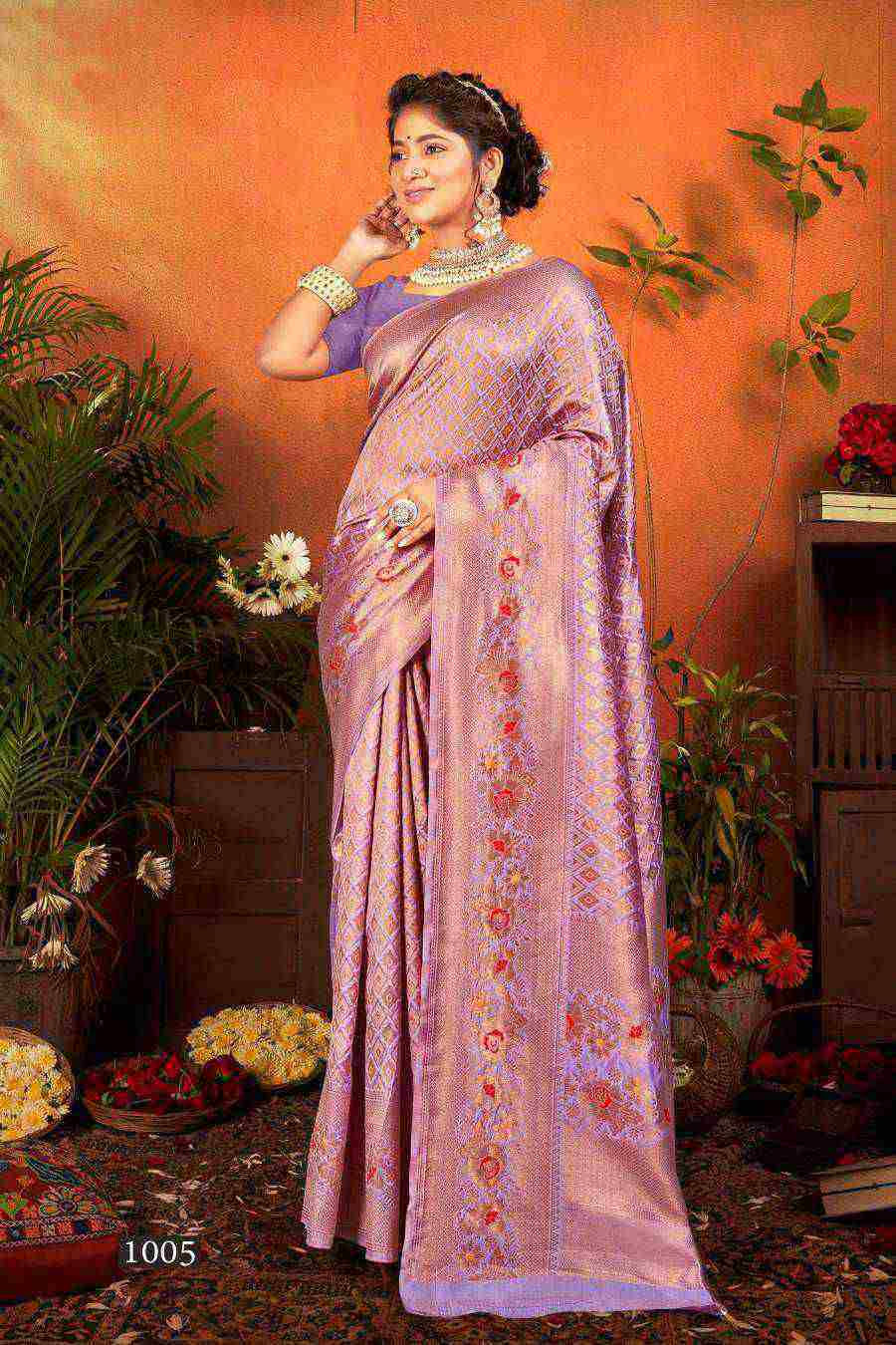 Saroj Maharani designer soft  silk mina weaving saree wholesale catalog