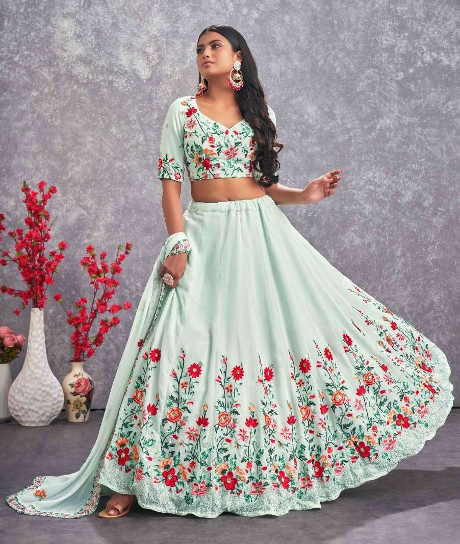 Buy Wedding Wear Rani Embroidery Work Banarasi Silk Lehenga Choli Online  From Surat Wholesale Shop.