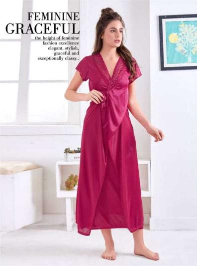 Summer Special Shinker Satin 2 Pcs Gown Nighty VOL.PC 458 Night dress for women wholesaler