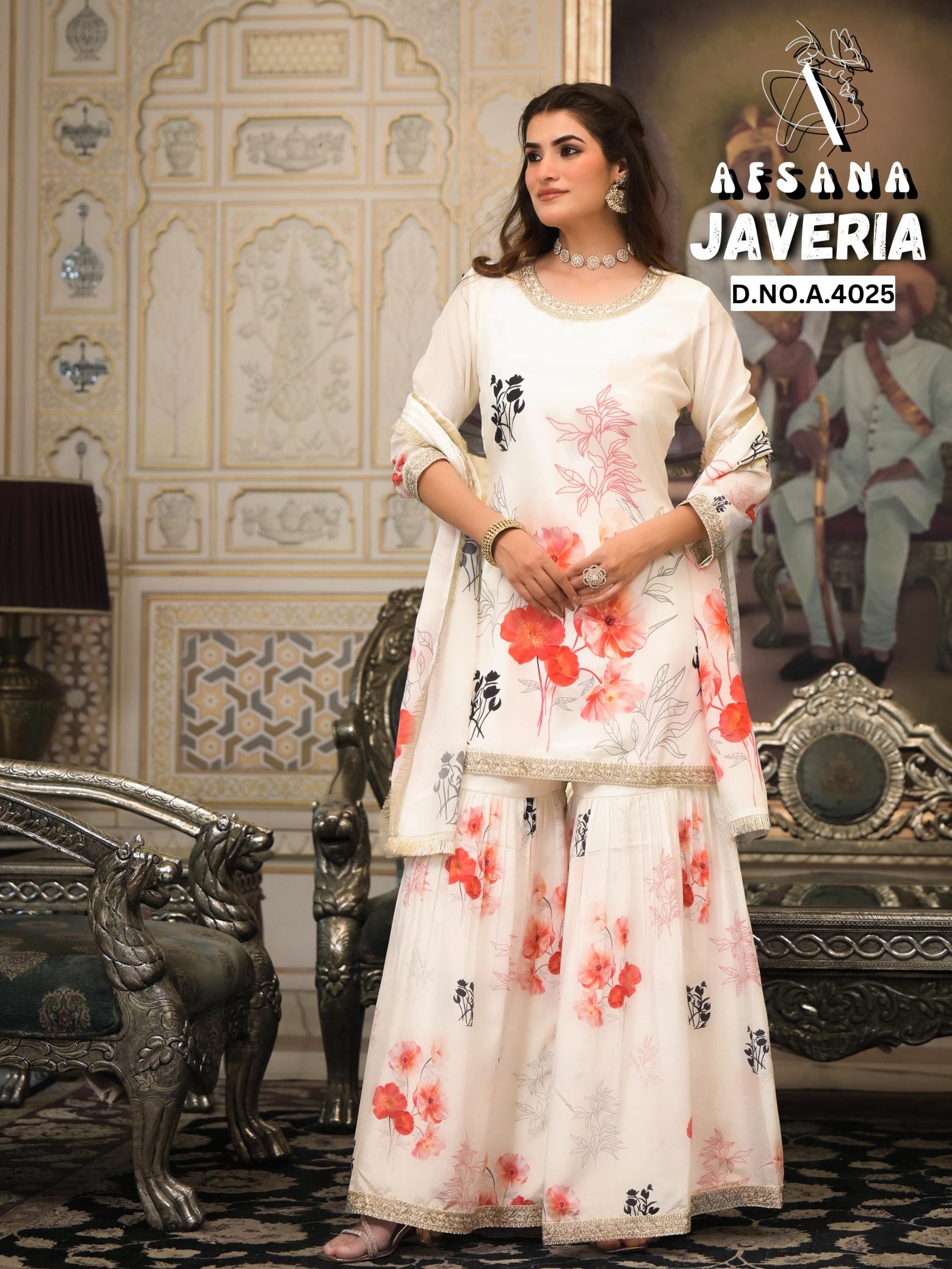 Afsana Javeria 4025 catalog pakistani sharara suit online india
