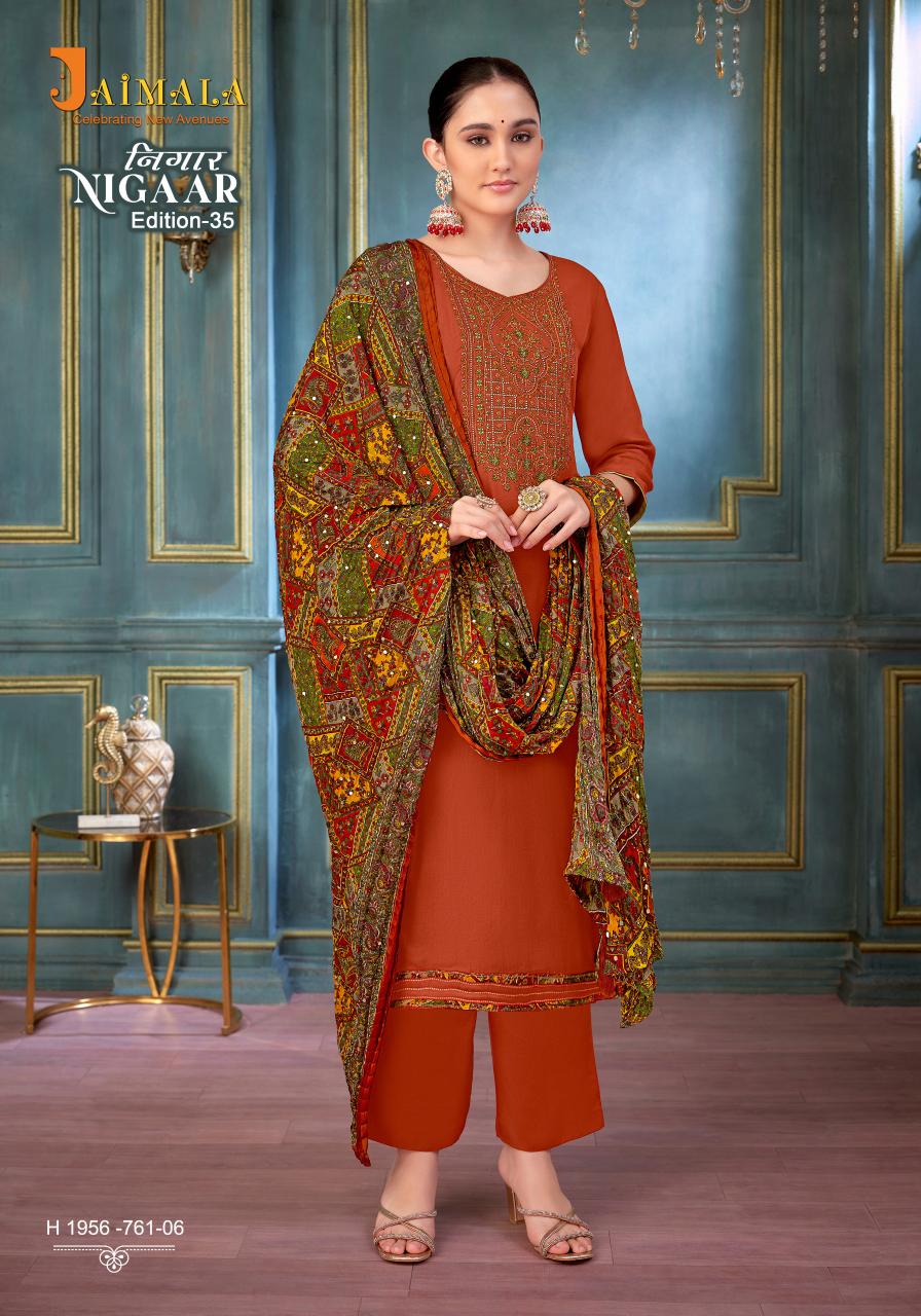 Alok Jaimala Nigaar Vol 35 Catalog wholesale ladies dress material suppliers in hyderabad
