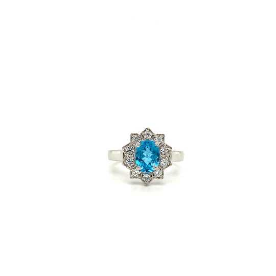 Blue Topaz Ring in 925 Sterling Silver - KSR 10692 catalog silver ring design for women