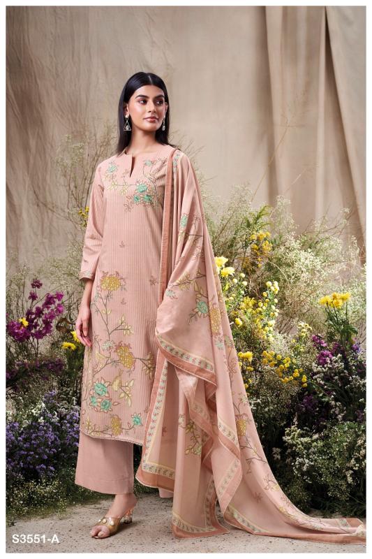Ganga Calina 3551 catalog wholesale unstitched salwar kameez material