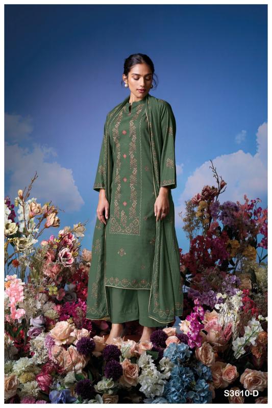 Ganga Lily 3610 catalog aari work salwar kameez wholesale