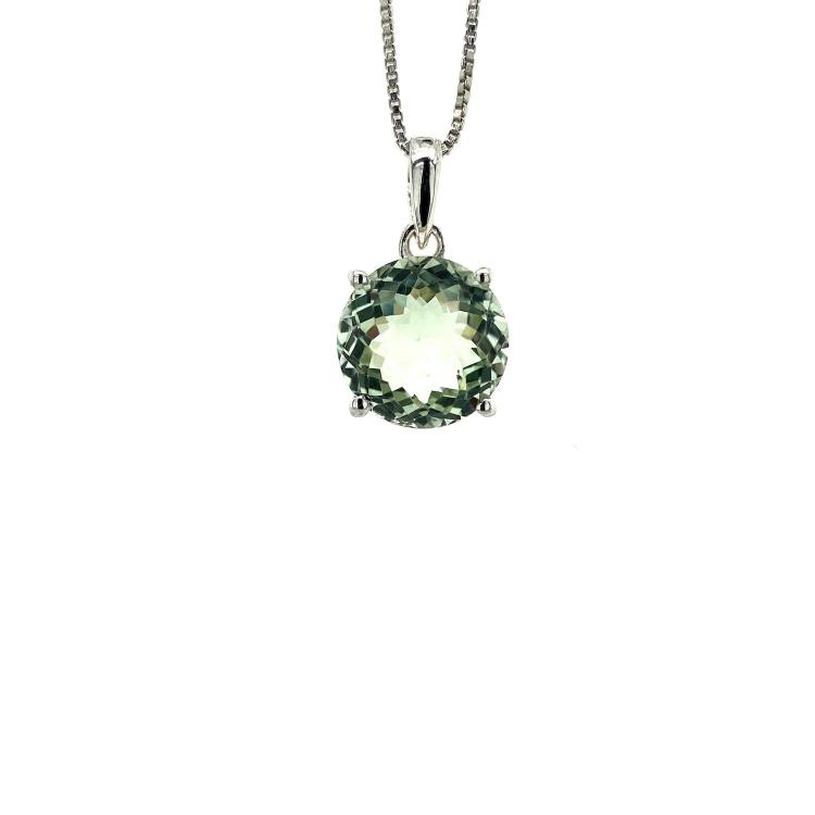 Green Amethyst Pendant in 925 Sterling Silver KSP 30263 silver jewellery jaipur