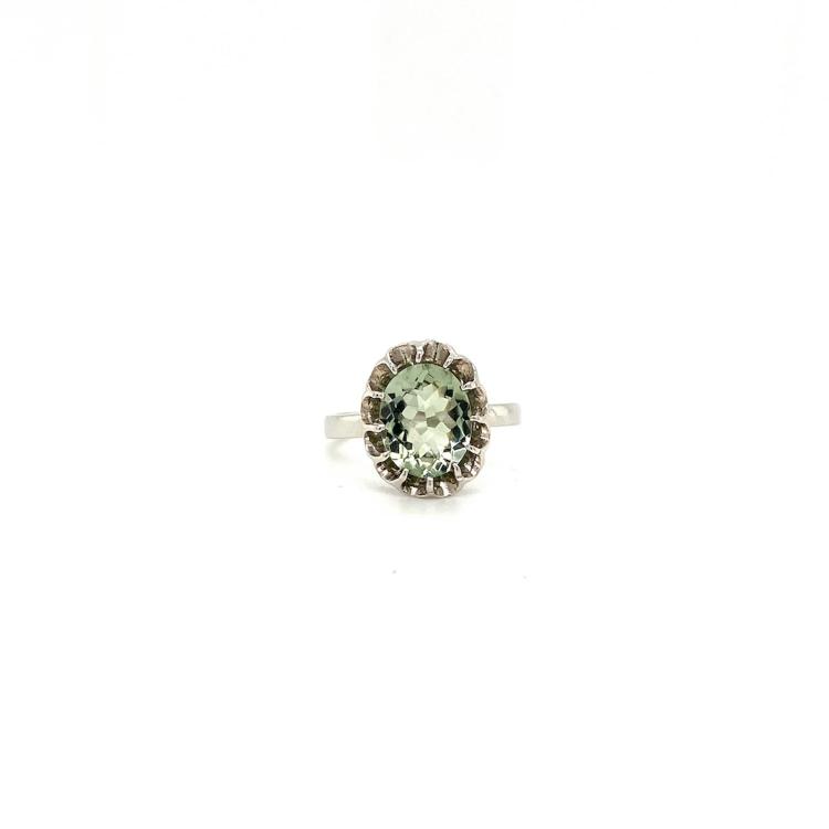 Green Amethyst Ring in 925 Sterling Silver KSR 13038 silver jewellery vijayawada