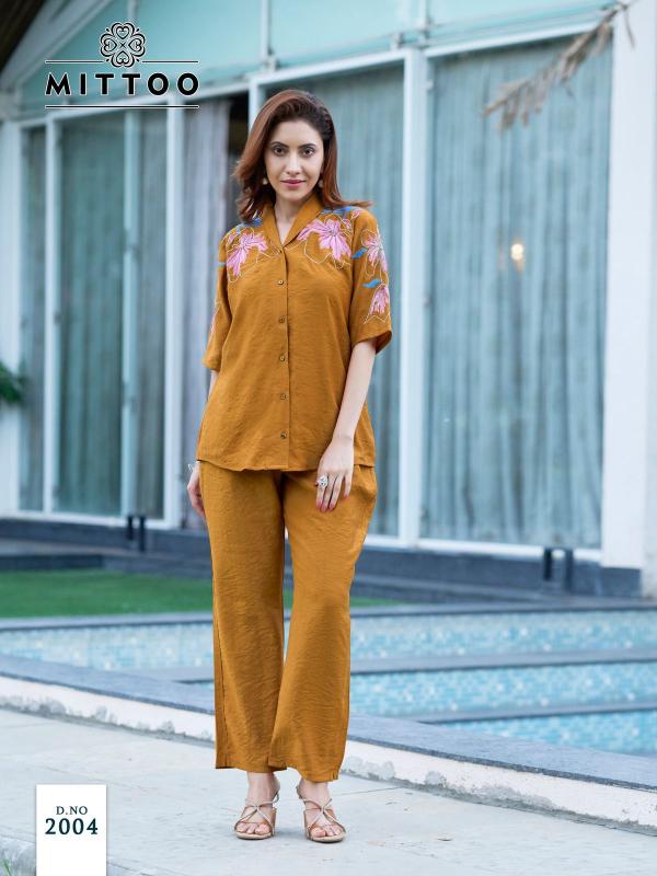 Mittoo Daizy Catalog viscose imported co ord set