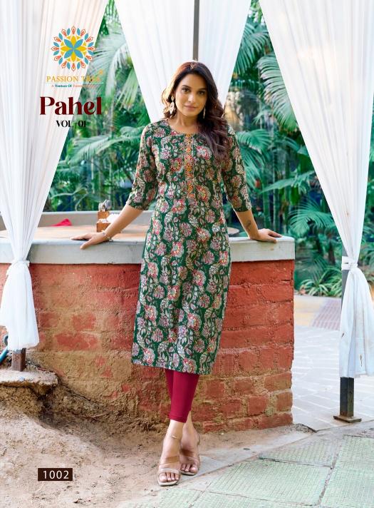 Passion Tree Pahel vol 1 catalog wholesale cotton embroidery work kurti