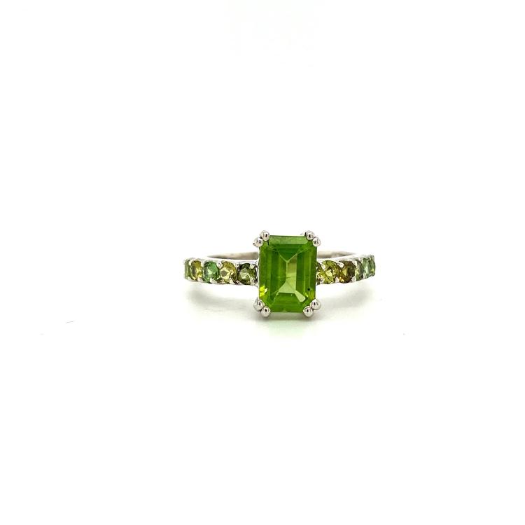 Peridot Ring in .925 Sterling Silver KSR - 13339 silver ring design for women with stone