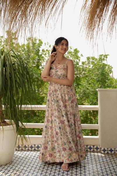 Sabella Sku 803 catalog Rayon Printed long western dress