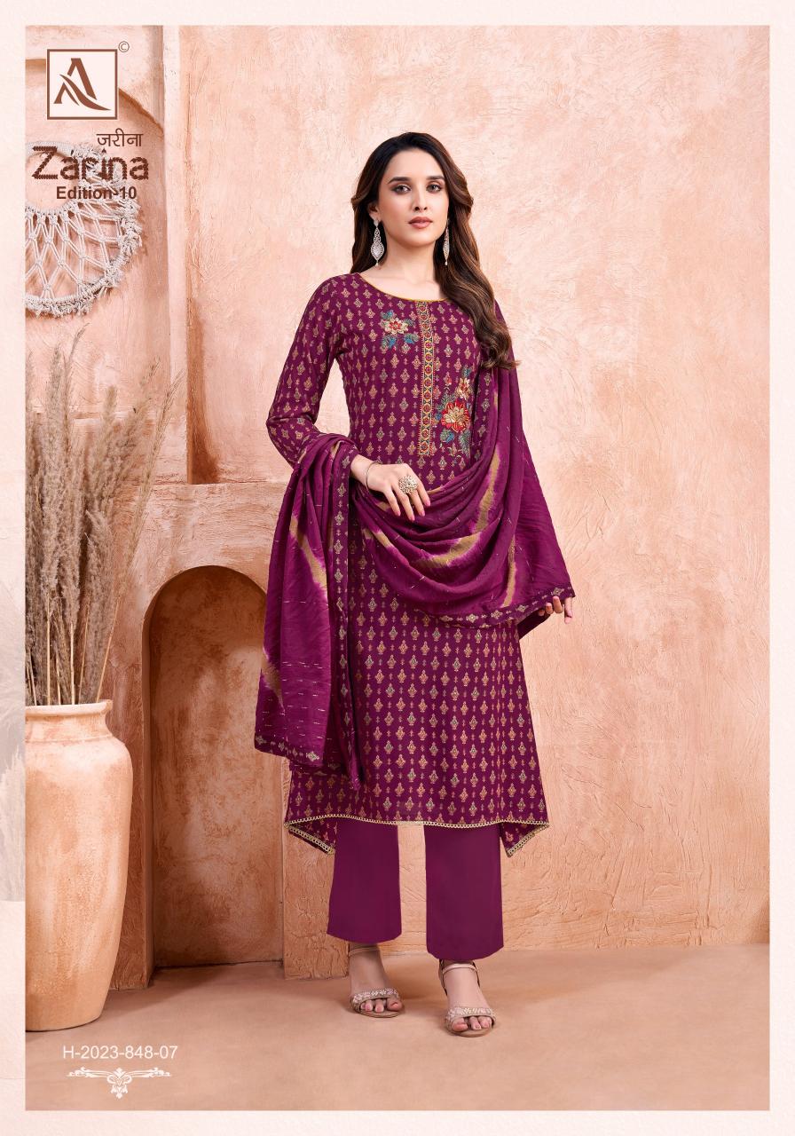Alok Zarina Vol 10 catalog wholesale ladies dress material suppliers in mumbai