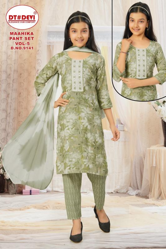 Dt Devi Maahika Pant Suit Vol 5 9141 catalog wholesaler in indore madhya pradesh of kids wear girls