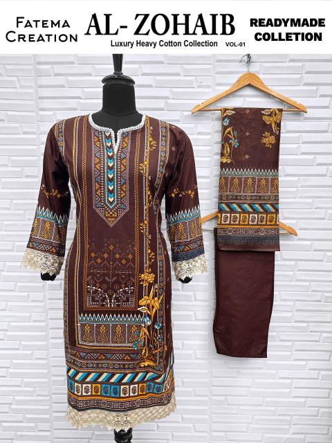 Fatema Al-Zohaib Vol-1 – Karachi Readymade Kurti Pant With Dupatta - Wholesale Catalog