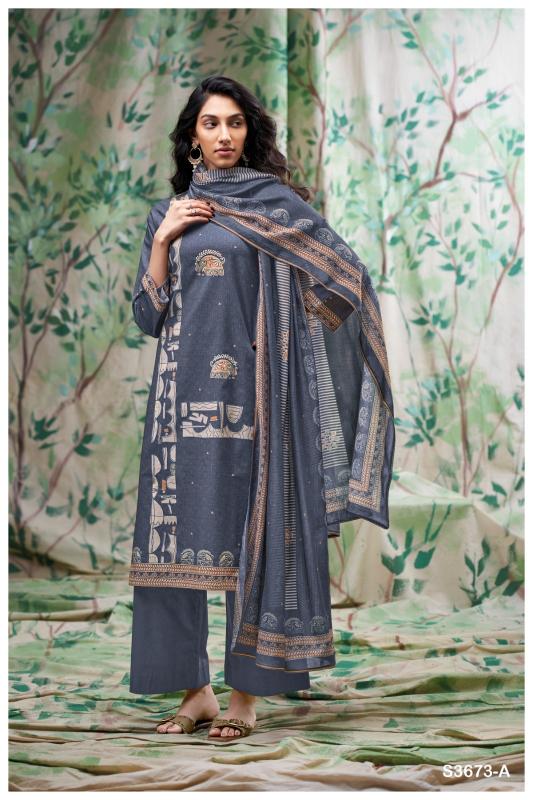 Ganga Ezvika 3673 catalog wholesale unstitched salwar kameez material in bangalore