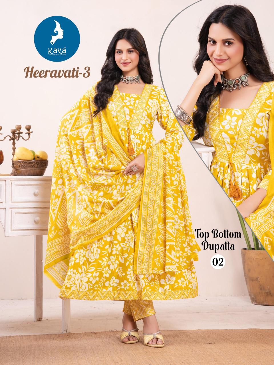 Kaya Heeravati vol 3 catalog yellow colour kurti online india