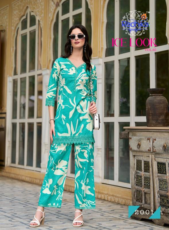 Radhika Lifestyle Ice Look Vol 1 Catalog modest co ord sets wholesale