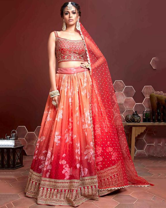 Sabella 103 Orange catalog bridal lehenga online india