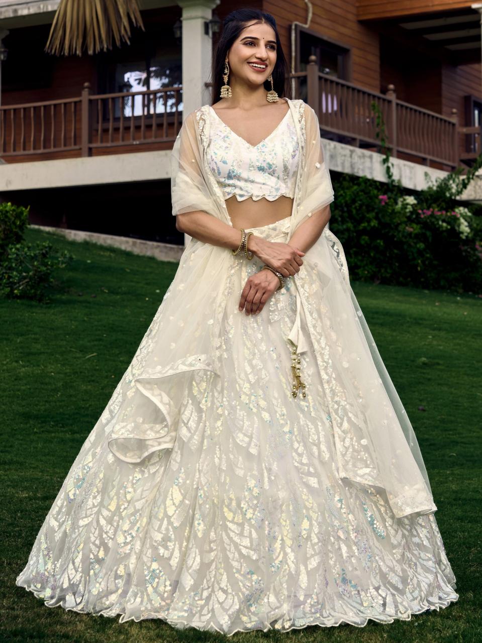 Sabella 5101 White catalog brides of india lehengas white