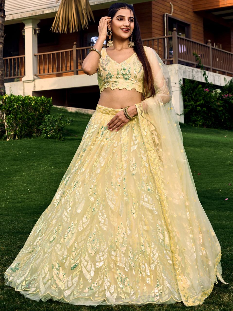 Sabella 5101 Yellow catalog best lehenga designers in india