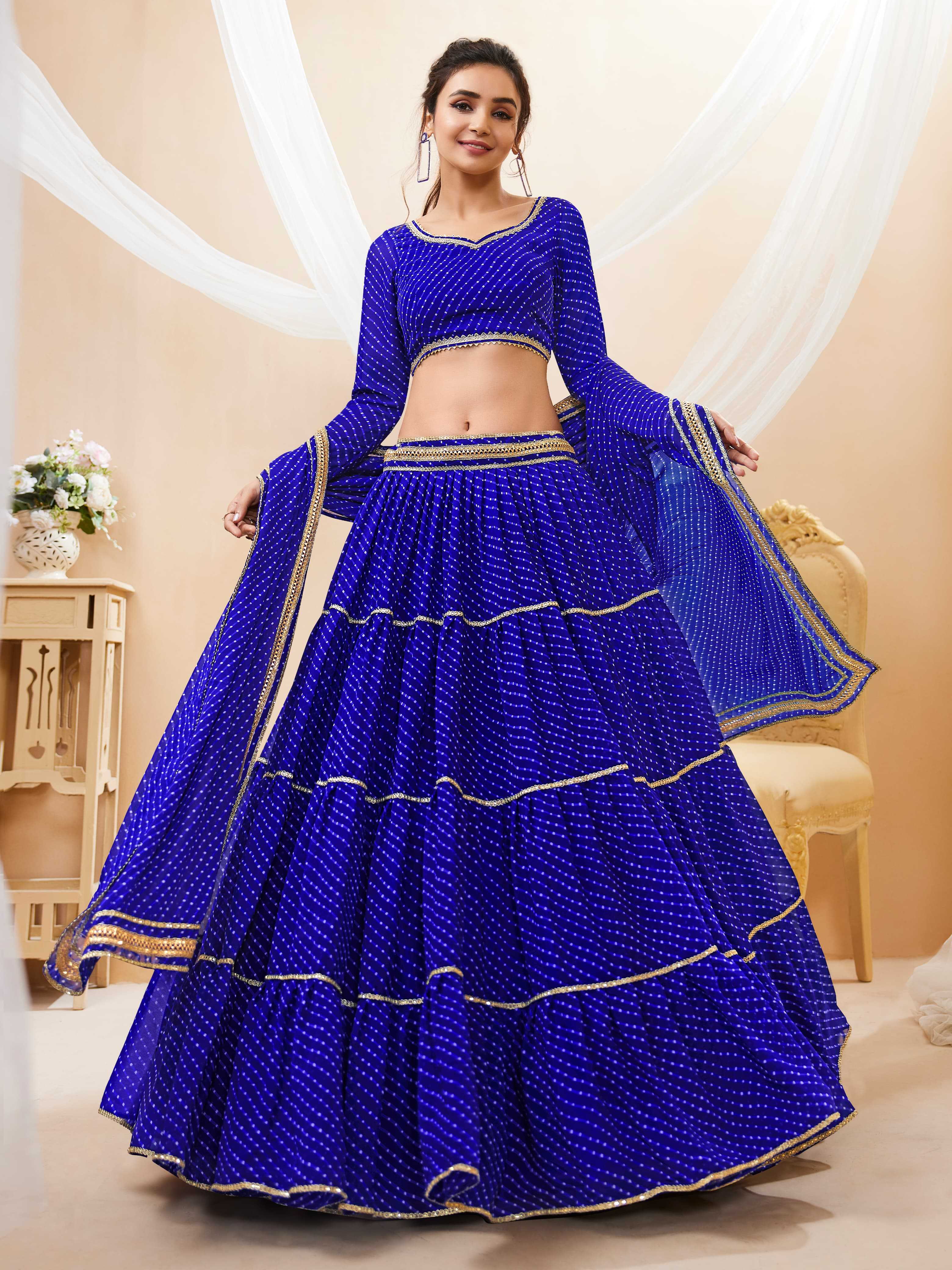 Sabella 601 Blue catalog leheriya lehenga online india