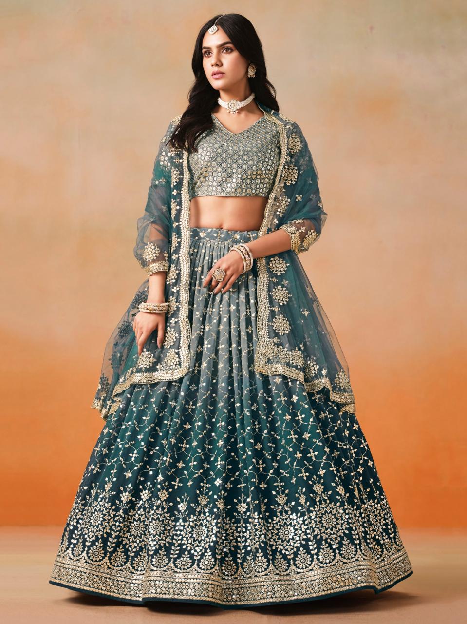 Sabella 7086 Dove Blue catalog best online shopping for lehenga in india