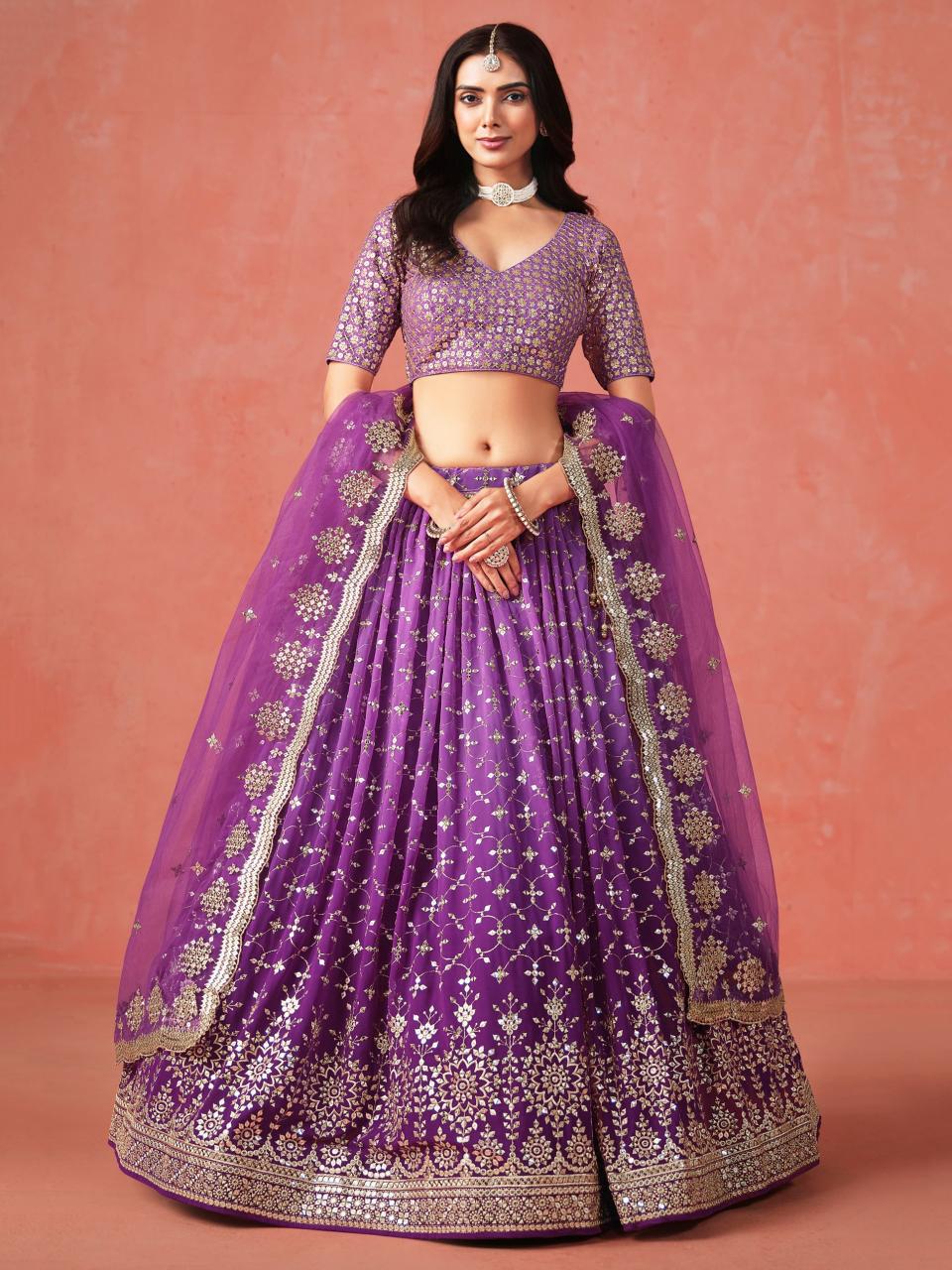 Sabella 7086 Purple catalog india bazaar online lehenga