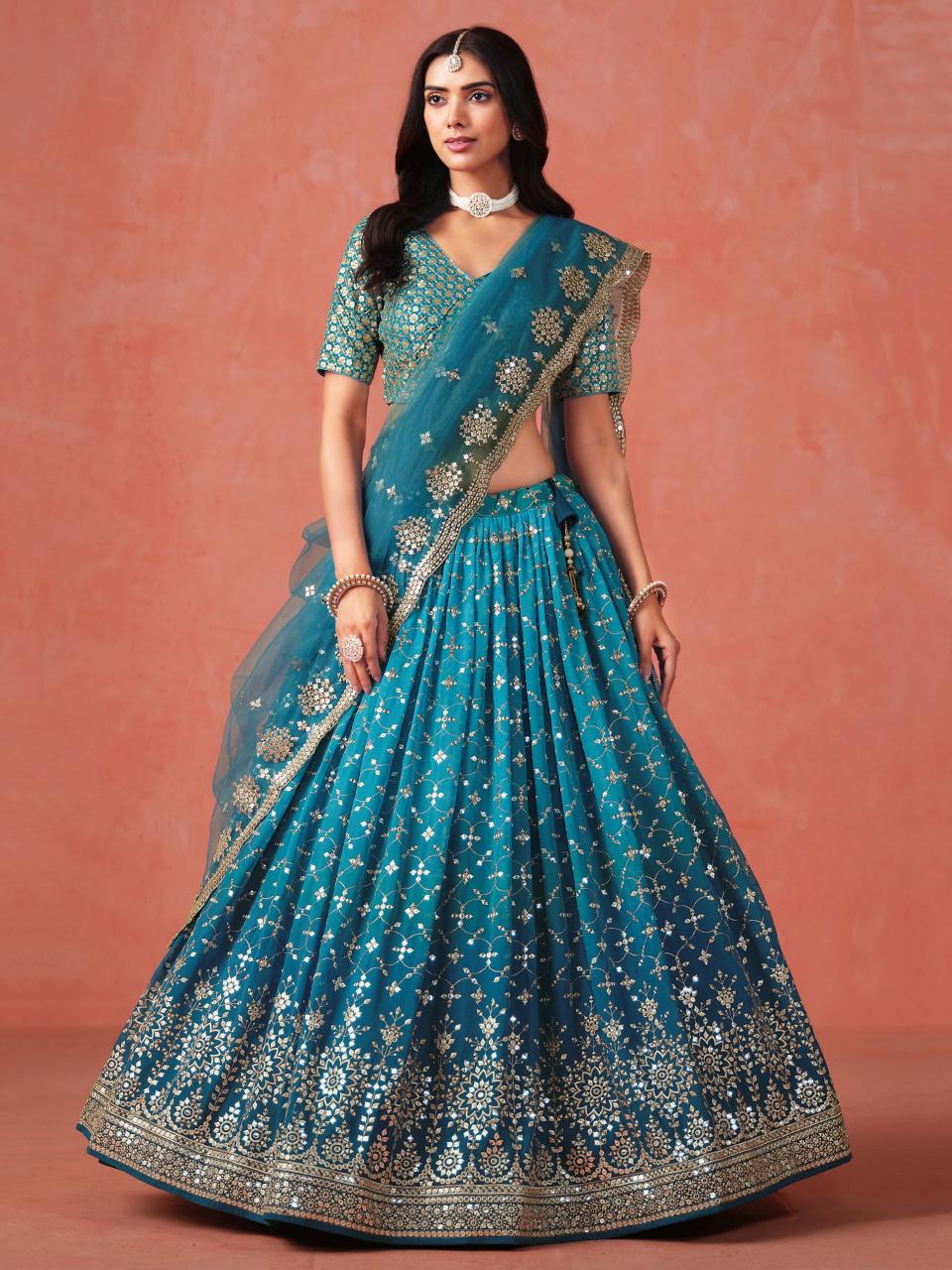 Sabella 7086 Rama Blue catalog meena bazaar lehenga online india