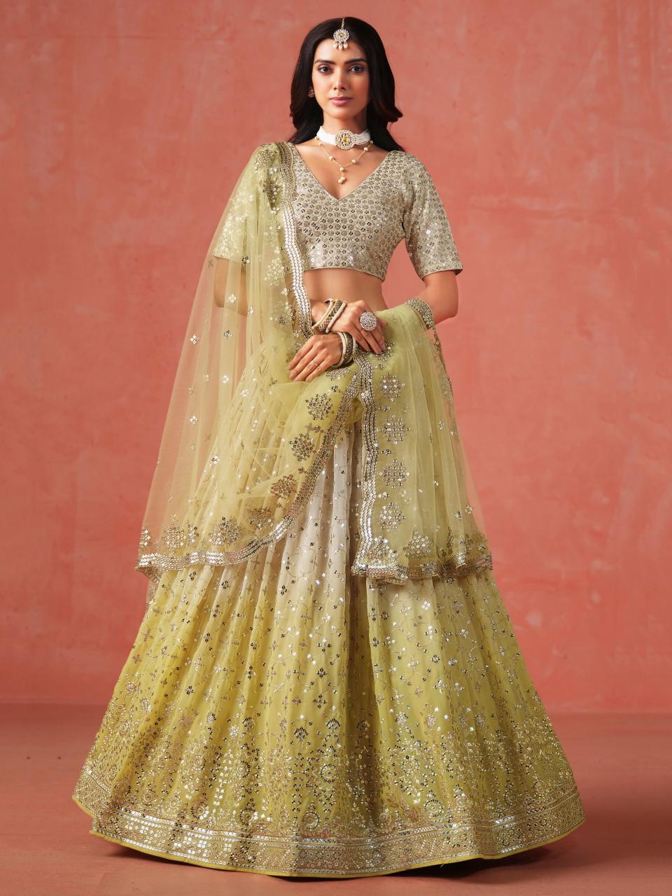 Sabella 7086 Yellow catalog best lehenga shop in india