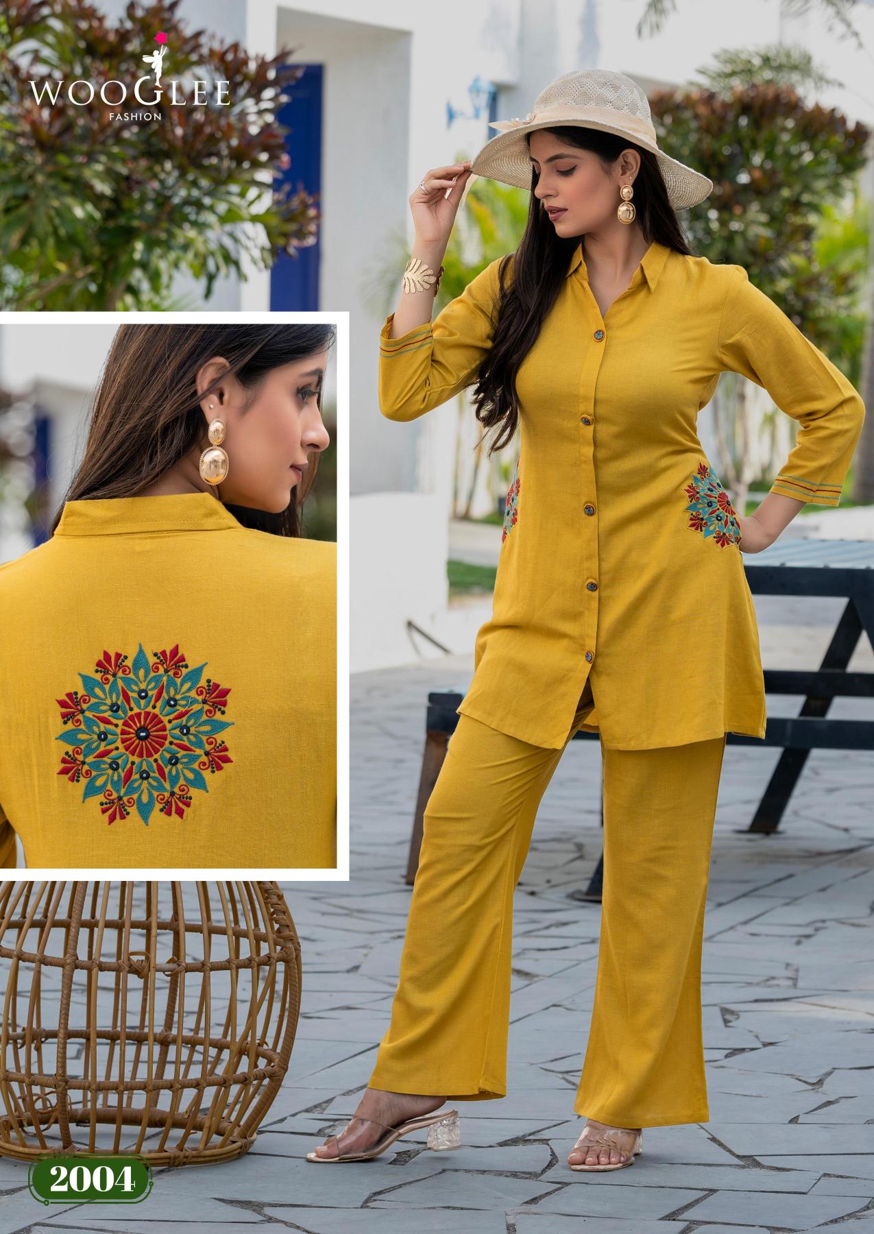 Wooglee Elina catalog Plain co ord set for women wholesale