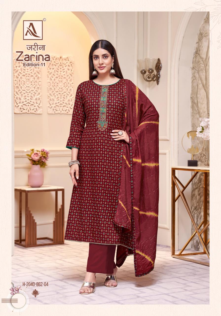 Alok Zarina Vol 11 catalog wholesale market of ladies dress materials in mumbai