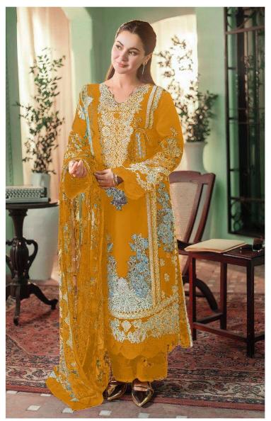 Alzohaib Az Zahra Vol 1 catalog Chiffon Dupatta yellowist pakistani suits wholesaler delhi india