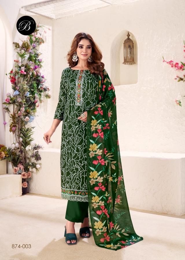 Belliza Nazma 874 Series catalog trendz dress material wholesale