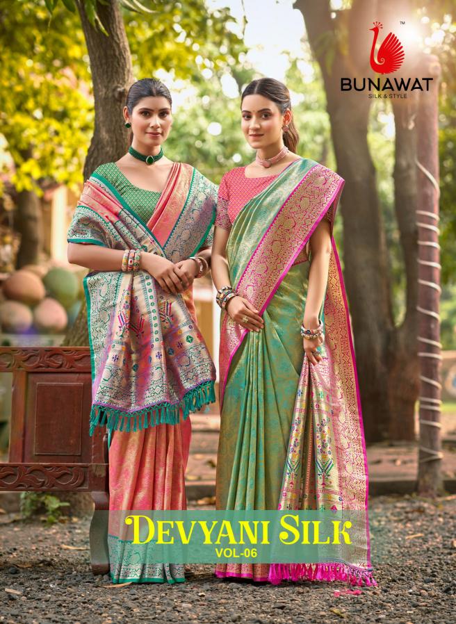 BUNAWAT - Devyani SIlk vol 06  Multi Color Kanjivaram Silk Woven Work Traditional Saree 