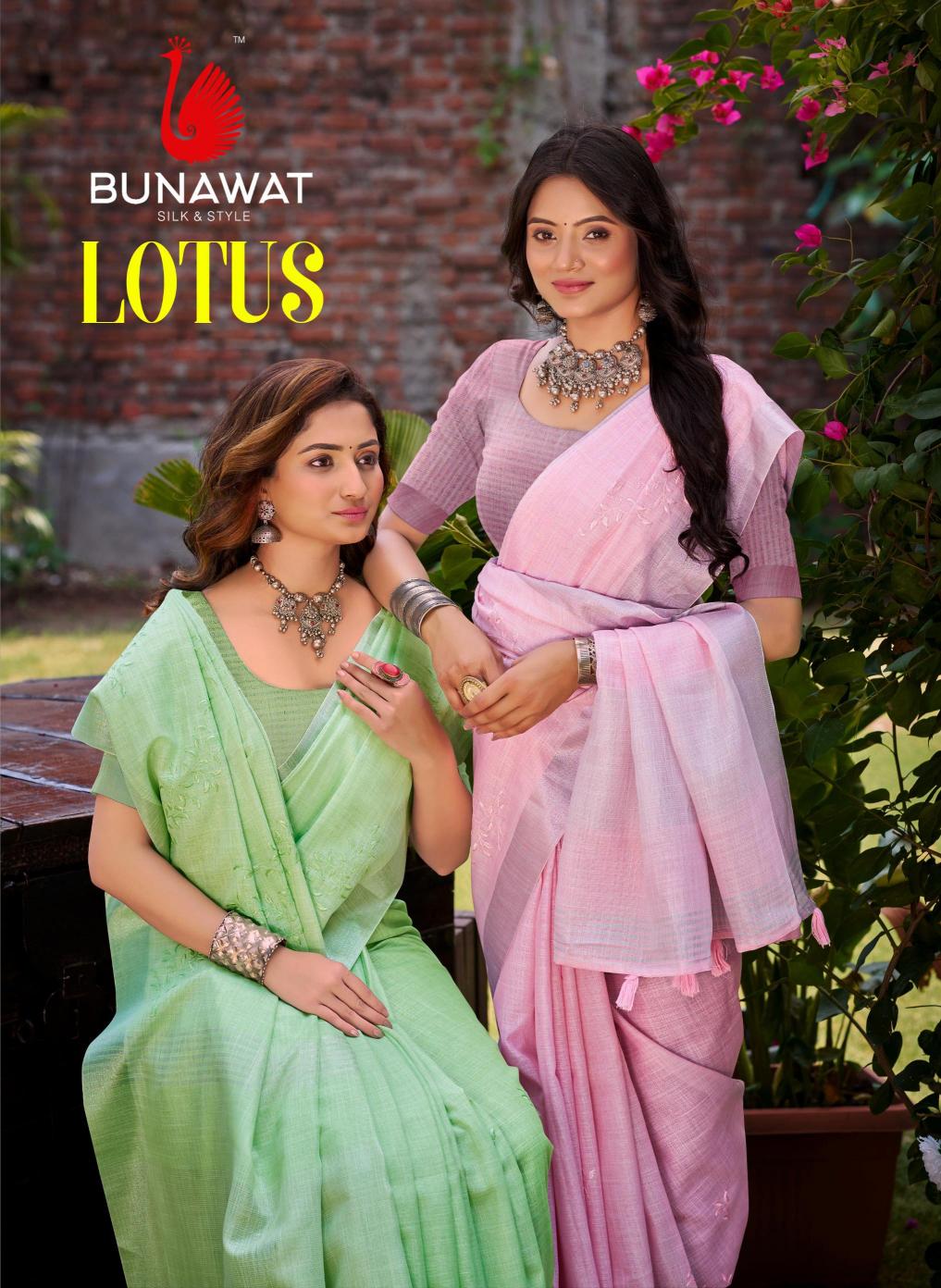 BUNAWAT - Lotus Linen Woven Work Traditional Saree