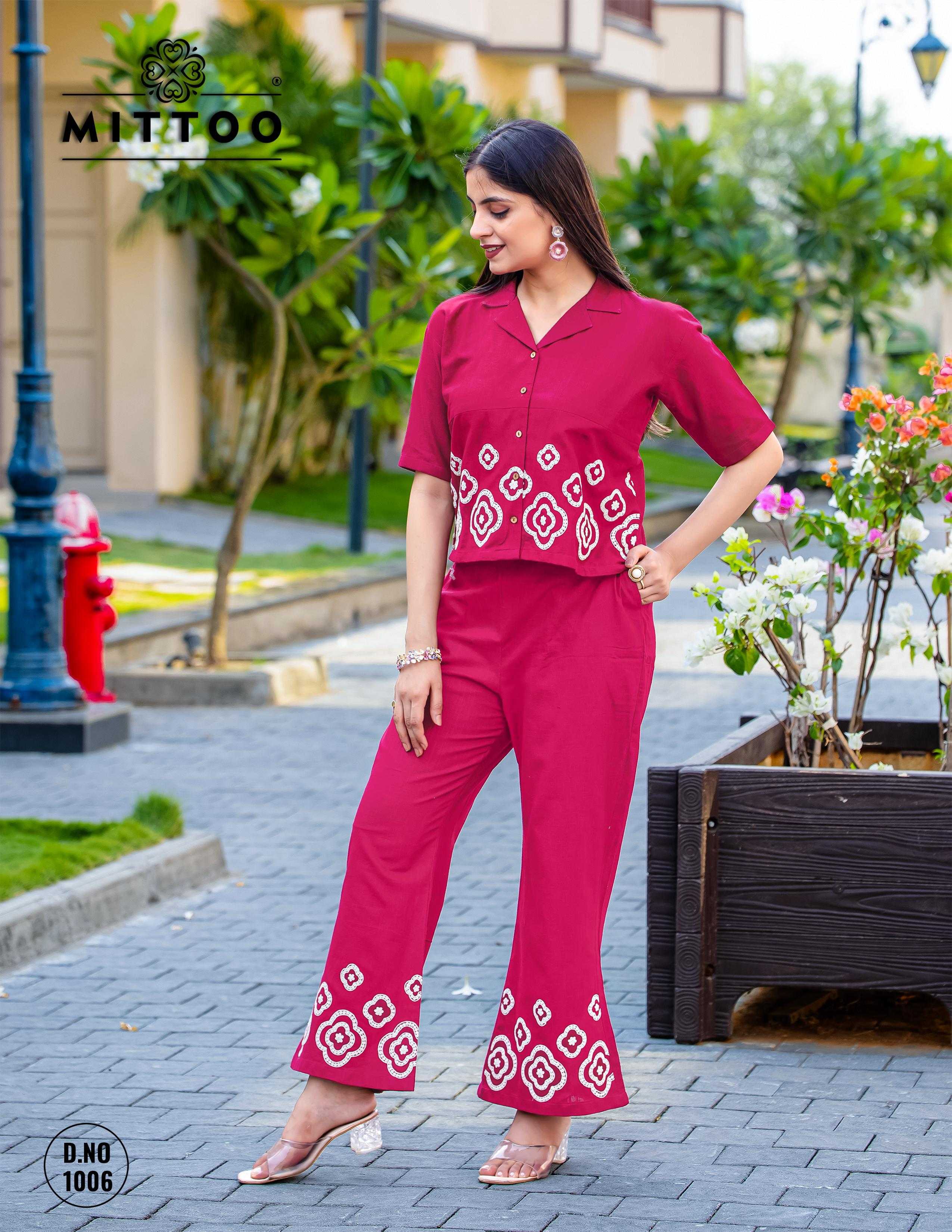 Mittoo Ruby catalog Cotton Slub co ord sets wholesale delhi