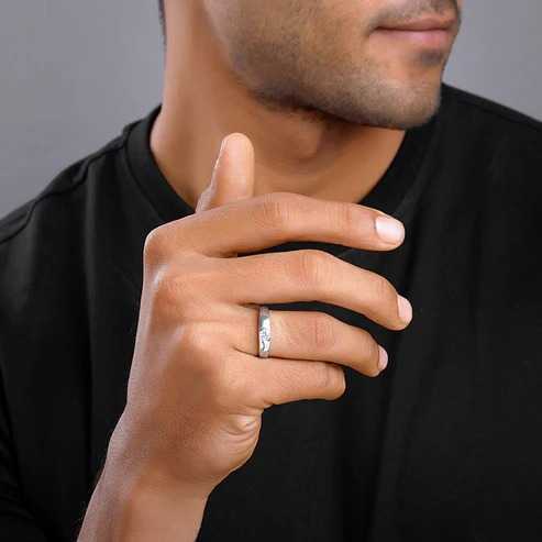 Nitya Silver Fibonacci Flow Ring For Him