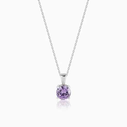 Nitya Silver Gracious Purple Pendant with Link Chain