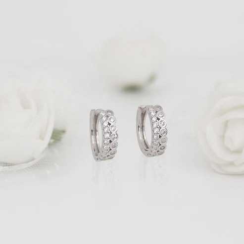 Nitya Silver Zircon Sparkling Huggies Earrings