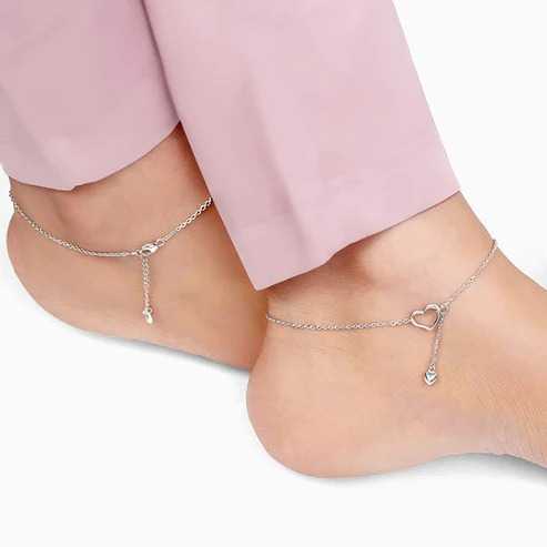 Niya Silver Heart Melting Chain Anklet
