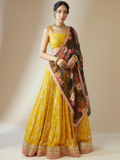 Sabella 5086 Yellow catalog south india fashion lehengas online