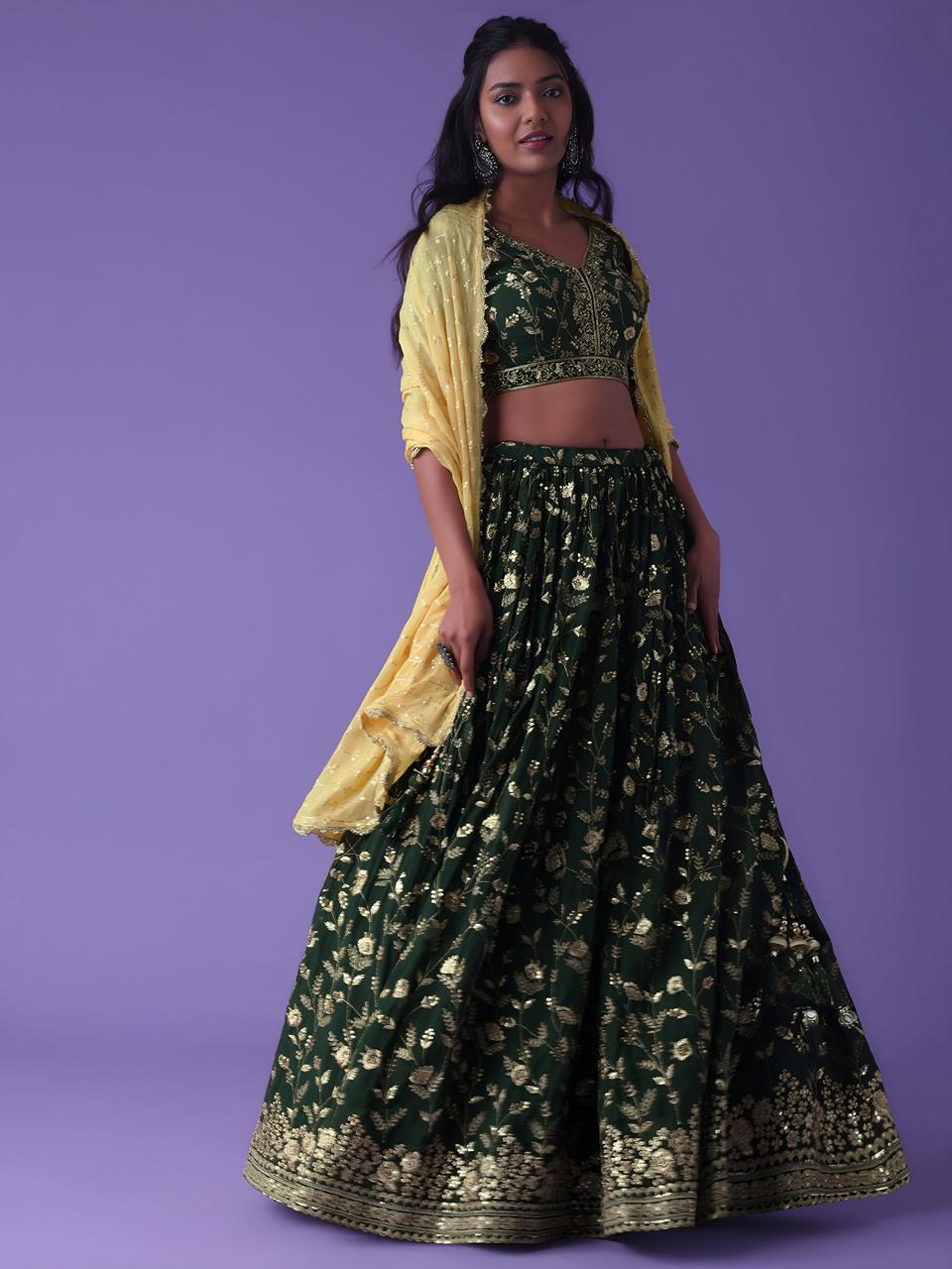 Sabella 5099 Green catalog lehenga for bride in india