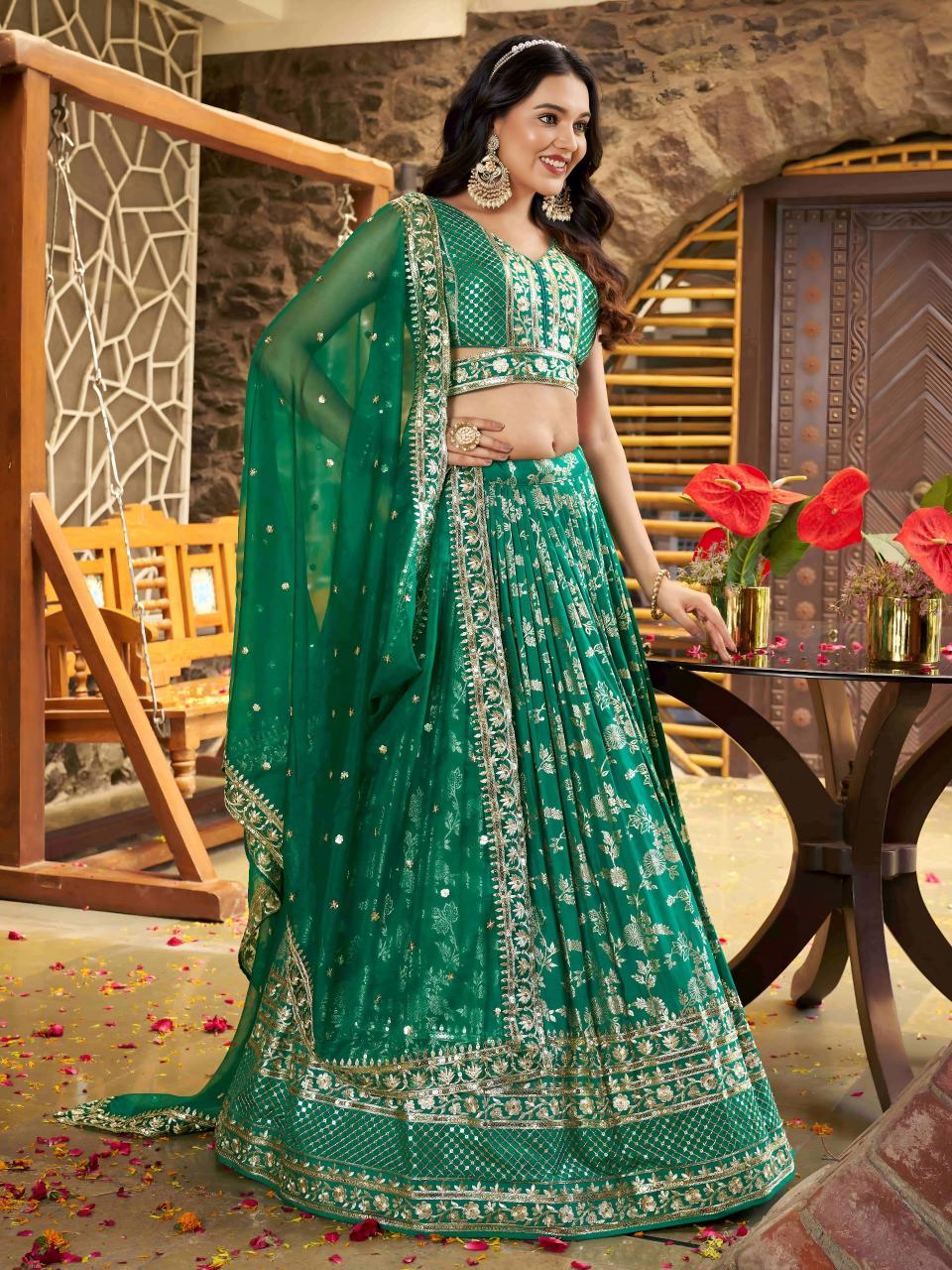 Sabella 7100 Rama Green catalog buy designer bridal lehenga online in india