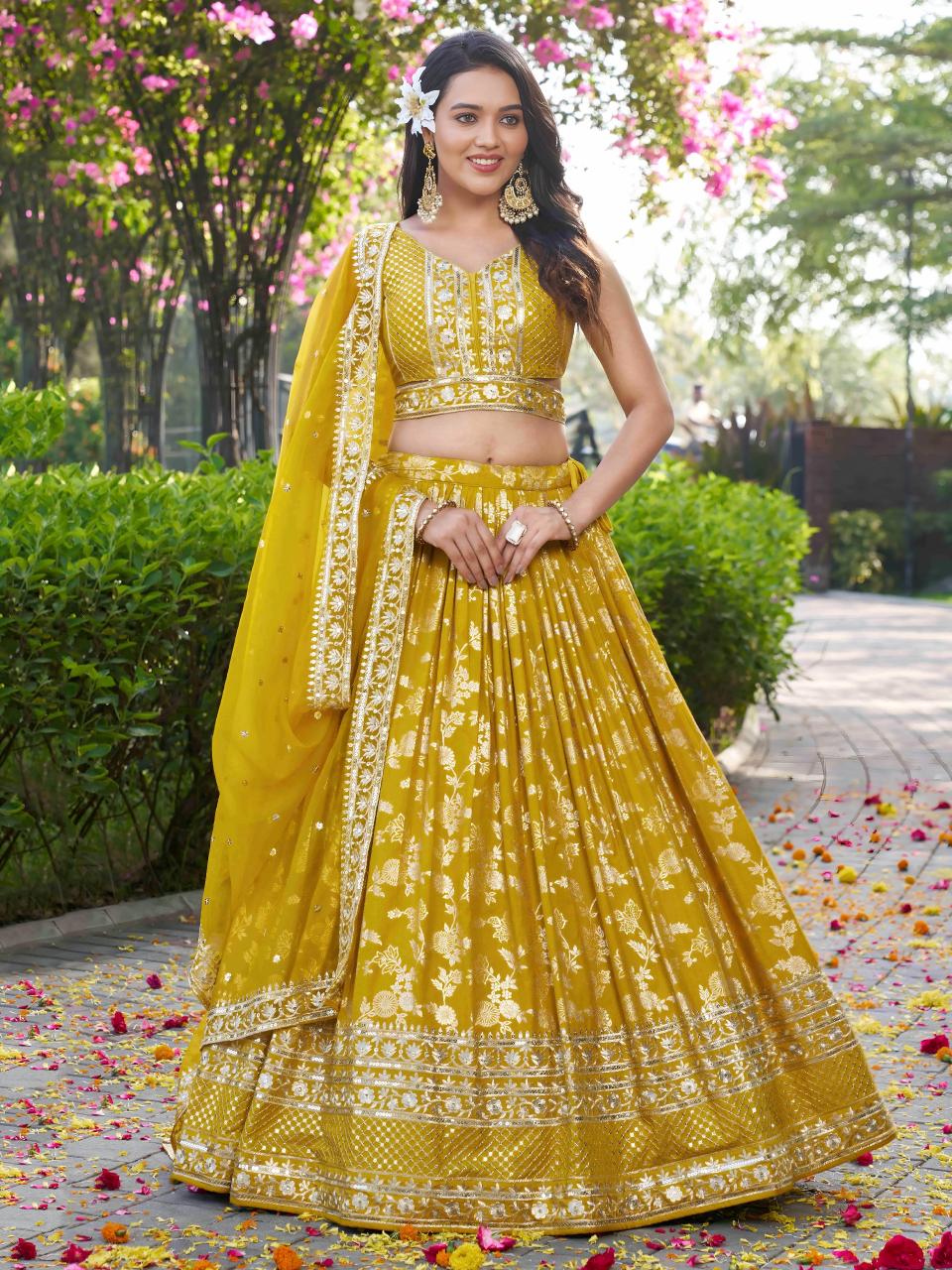 Sabella 7100 Yellow catalog order lehenga online india
