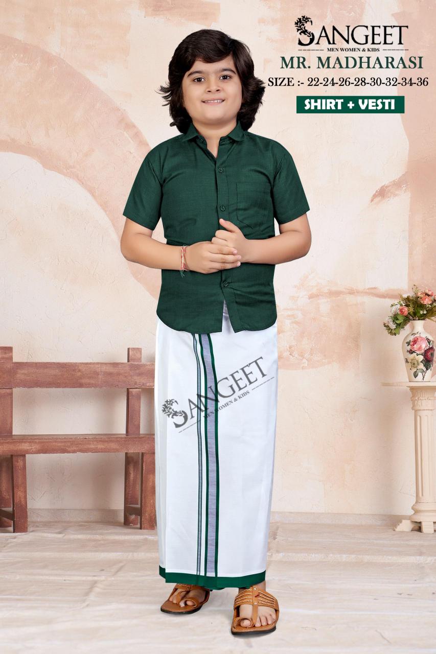 Sangeet Mr Madharasi Vol 3 Catalog kids wear Cotton Shirt With Vesti