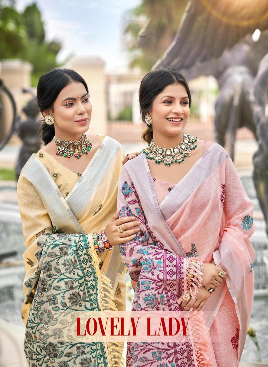 BUNAWAT - Lovely Lady Sangam Prints  LILEN Woven Work Traditional Saree