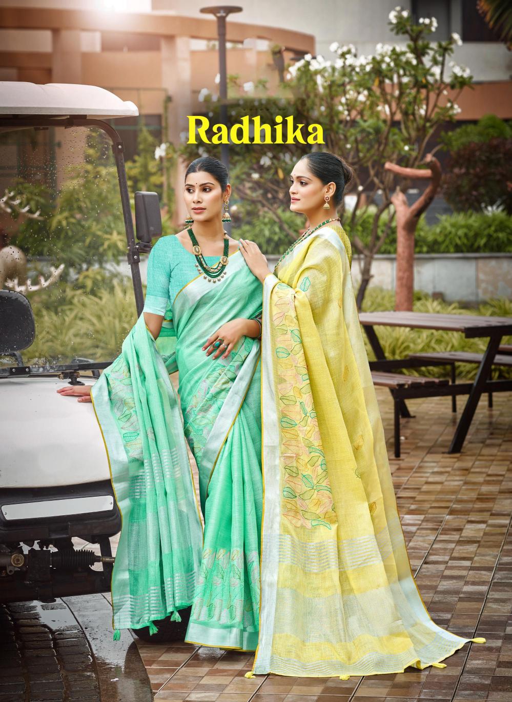 Bunawat - Radhika Sangam Prints Linen Woven Work Traditional Saree