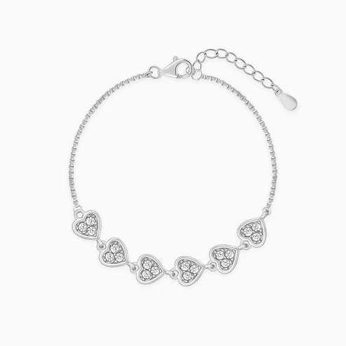 Nitya Silver Zircon Heart String Bracelet