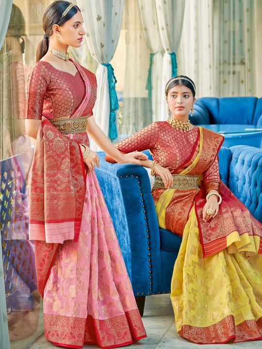 RAJSUNDARI by Astita fancy designer linen Cotton fabric saree with wholesale saree with latkan 