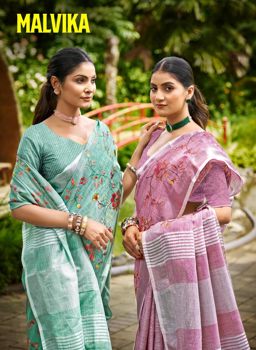 Bunawat - Malvika Sangam Prints Linen Woven Work Traditional Saree