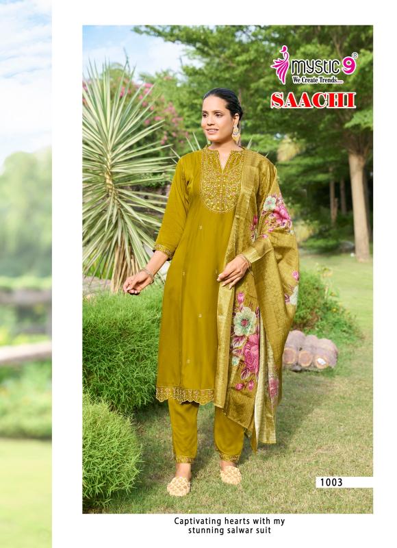 Mystic 9 Saachi vol 1 catalog designer kurtis low price wholesale prices in surat